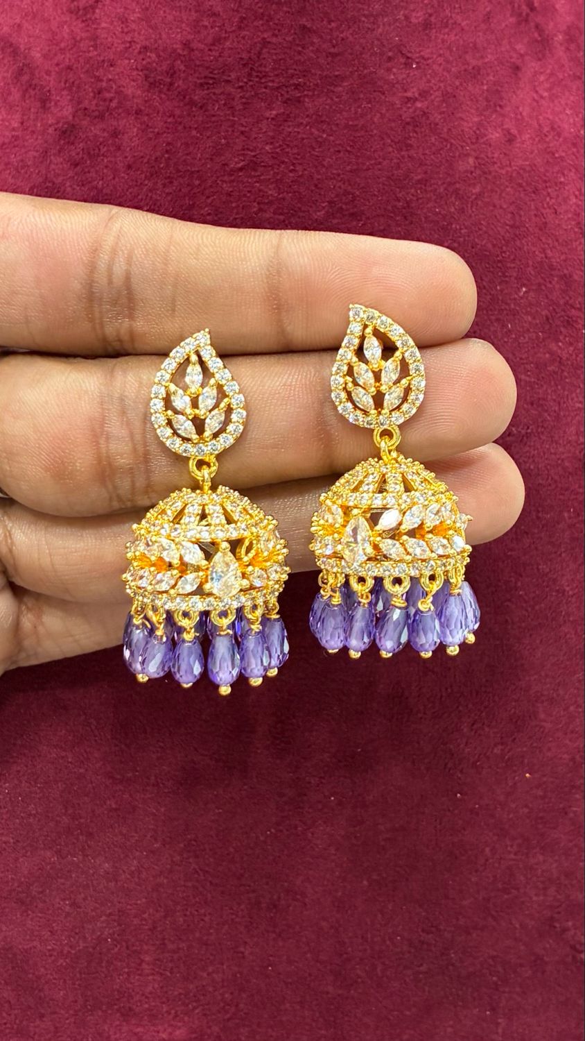 Jumkhas with Purple Cz Drops