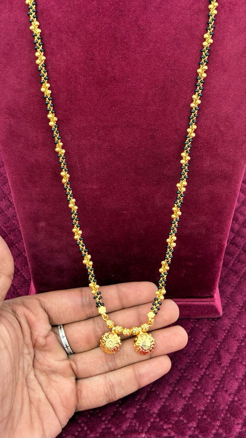 1 Gram Gold Handmade Long Blackbeads