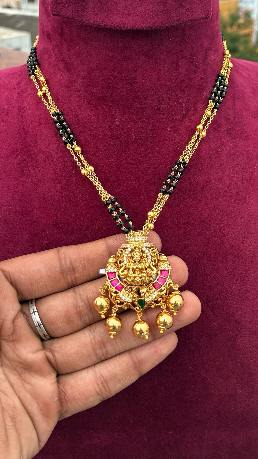 Lakshmi Devi Jadau Lokcet Blackbeads