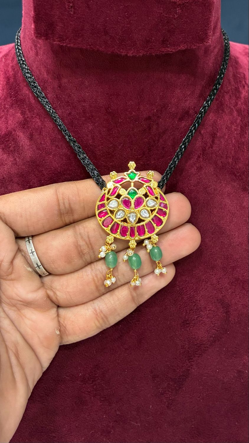 Black Thread With Jadau Locket