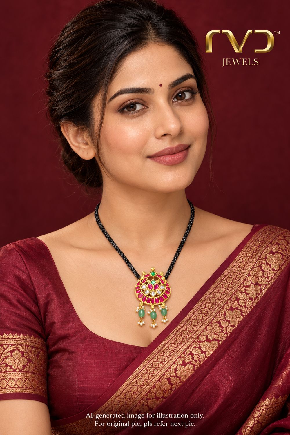 Black Thread With Jadau Locket