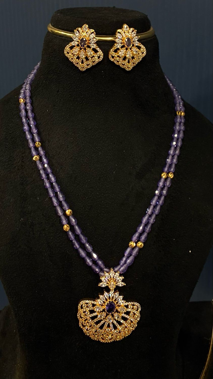 Original Purple Cz Drops Beads Set