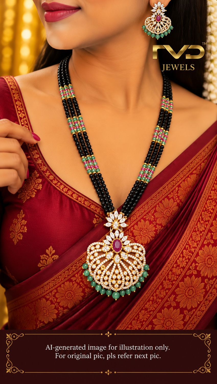 5 Lines Blackbeads with Cz Locket Set