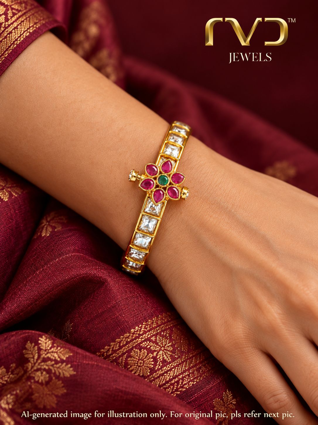 Openable Kundan Stone Kada Bracelet
