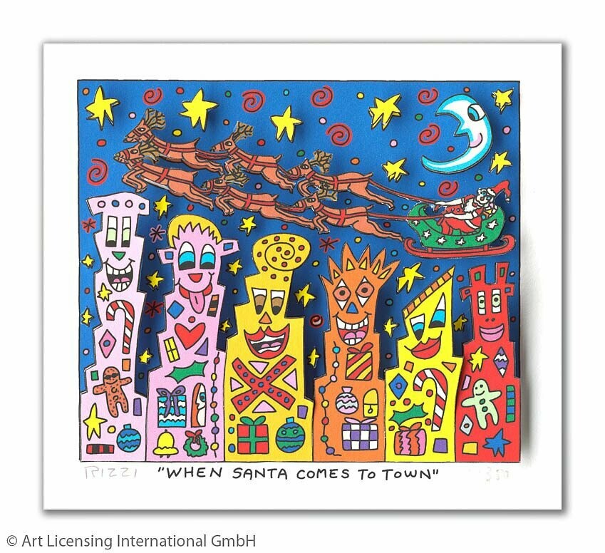 James Rizzi - WHEN SANTA COMES TO TOWN