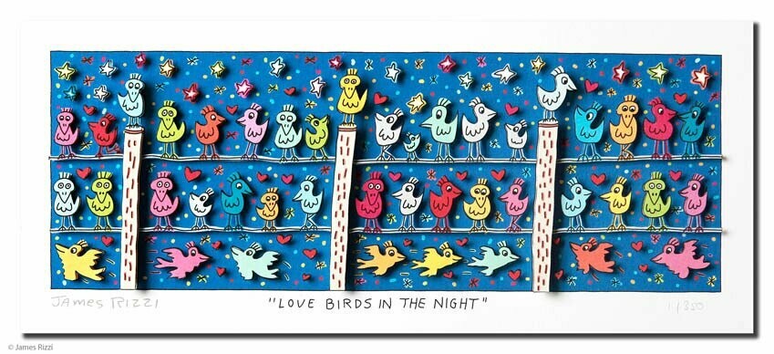 James Rizzi - LOVE BIRDS IN THE NIGHT
