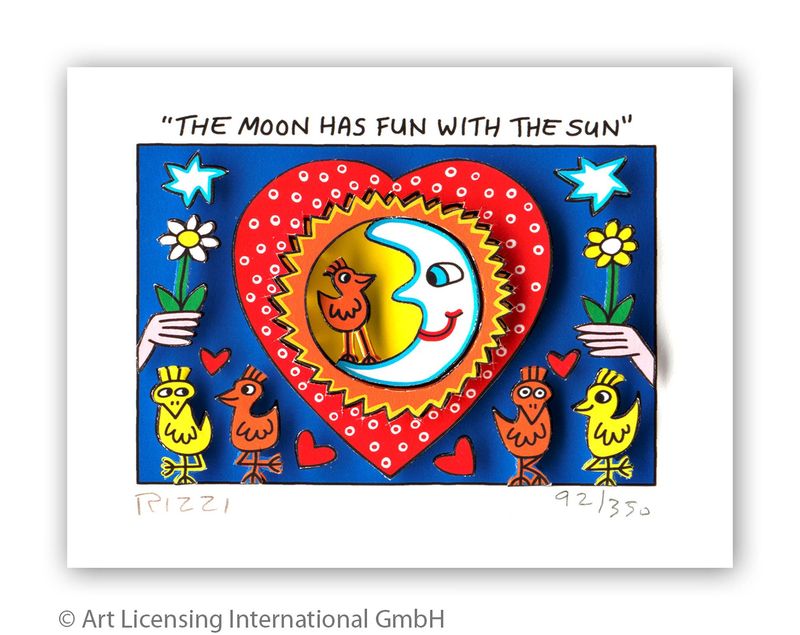 James Rizzi - The moon has fun with the sun