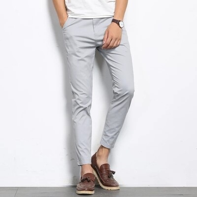 Autumn Men Fashions Solid Color Casual Pants Men Straight Slight Elastic  High Quality Formal Trousers Men