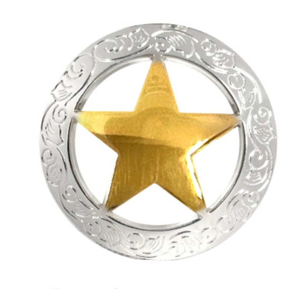Conchos Plateados Brillantes Con Estrella Dorada,