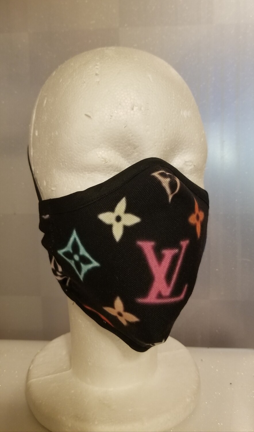 LV Black/ Multi-Colored Logo Print Mask