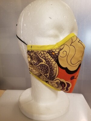 Alexander Henry Vintage &quot; Indochine Tatsu Dragon&quot; Print Mask ( Rare)