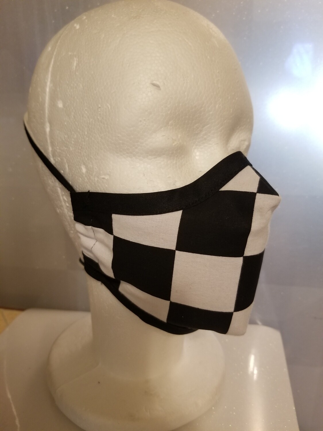 Checkered Black/White Cotton Print Mask