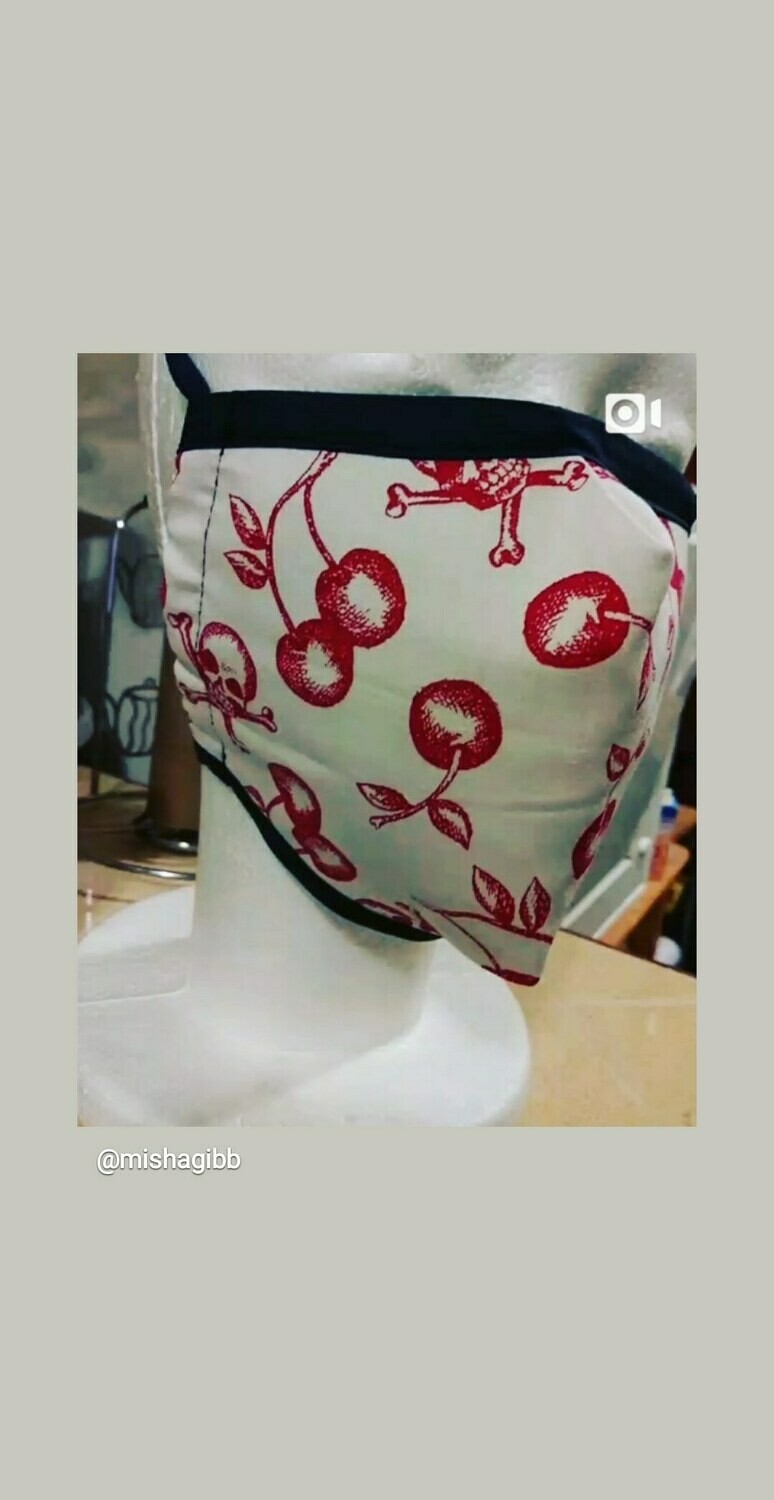 Cherry Skulls Cotton Print Mask