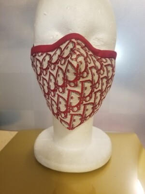 Authentic Dior Red Jacquard Logo Mask