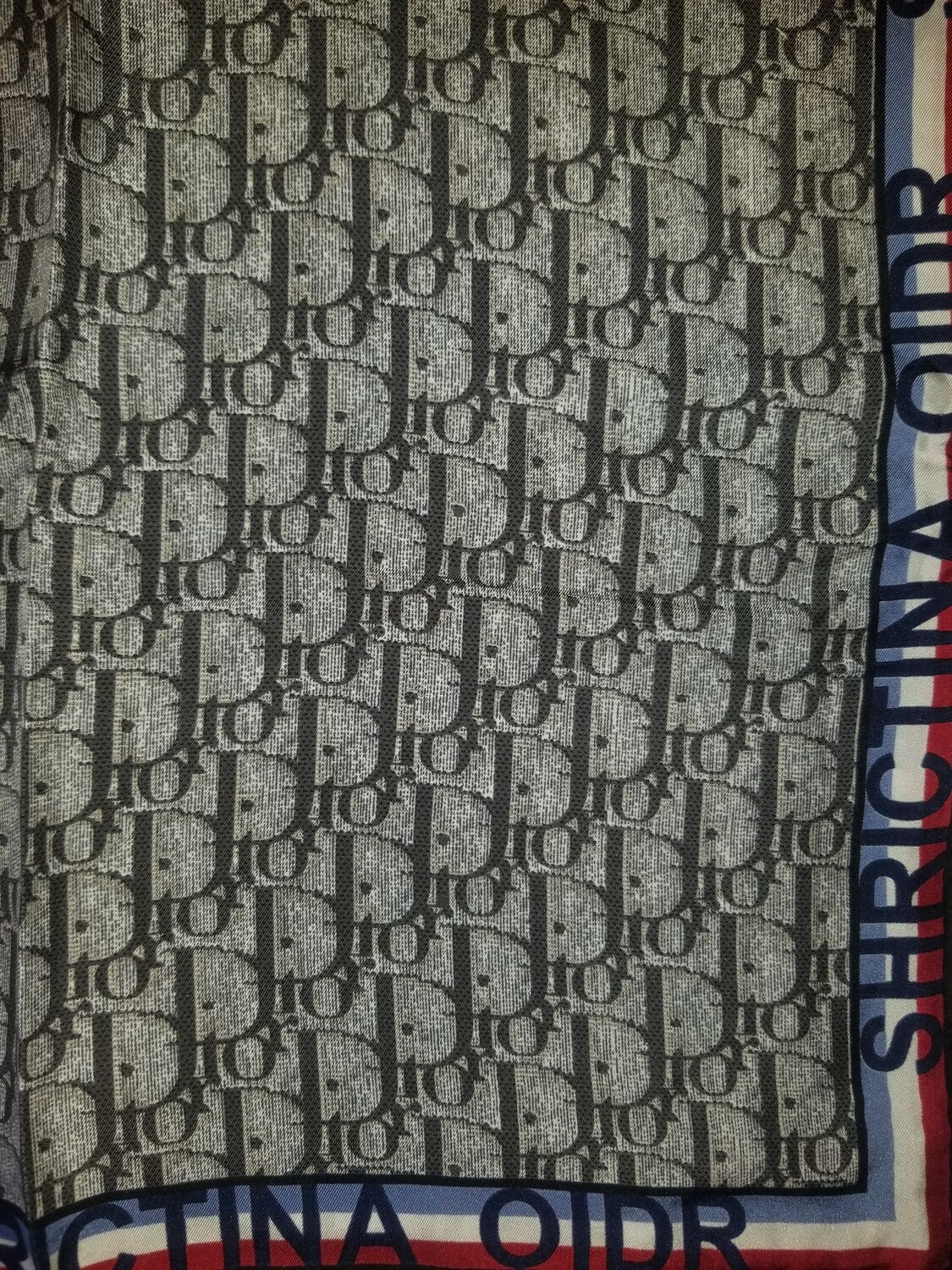 Authentic Christian Dior French Border Silk Mask in Charcoal 