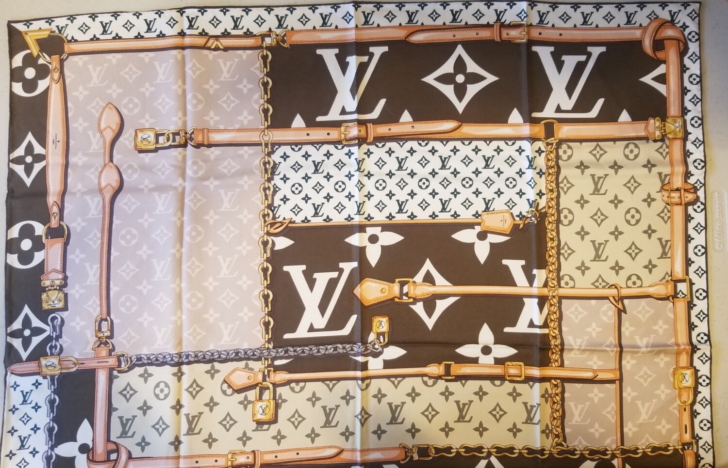 Authentic Louis Vuitton Silk /Straps, Locks, and Key Design Mask