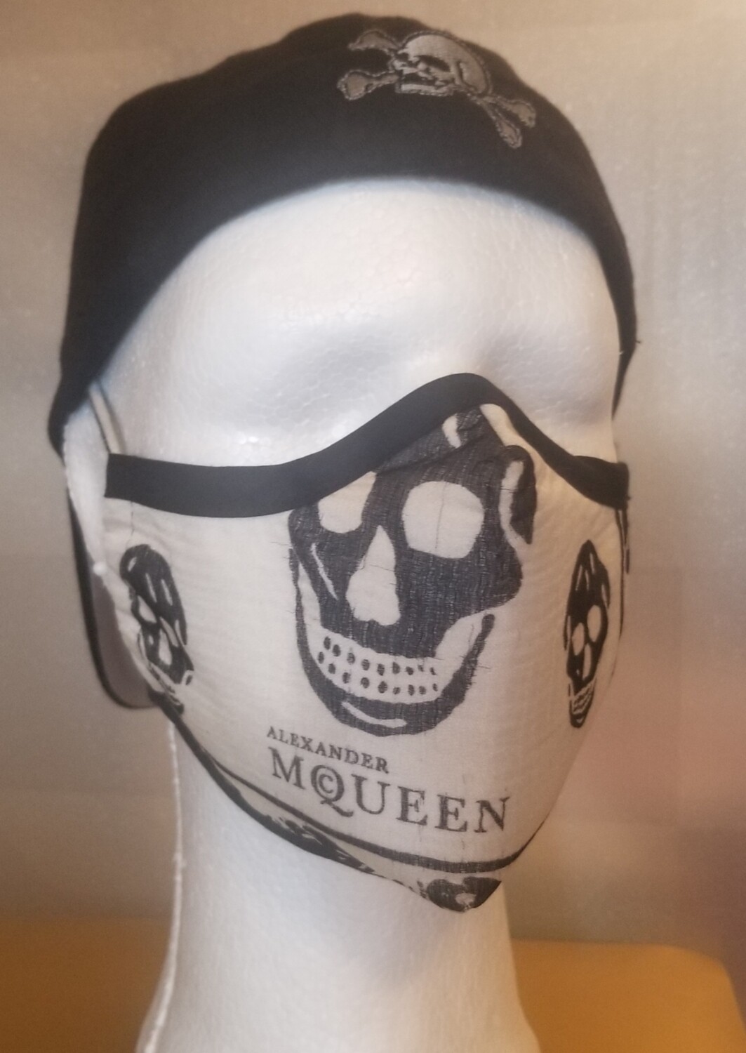 Alexander McQueen White/Black Skulls with Logo Mask