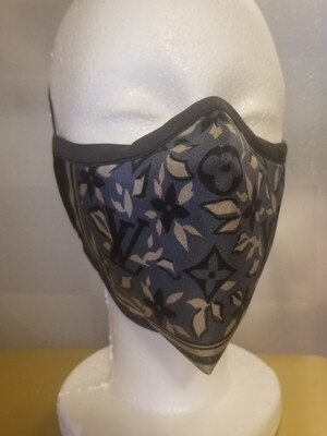 Authentic Louis Vuitton Silk/Blue Bandana Trunk Design Mask