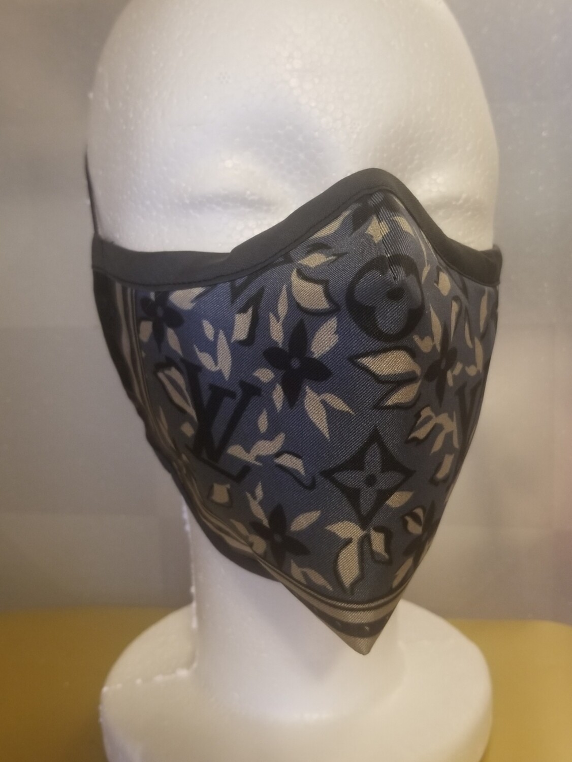 Authentic Louis Vuitton Silk/Blue Bandana Trunk Design Mask