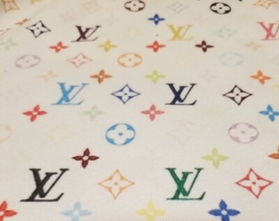 LV White Multi-Color Logo Print Mask