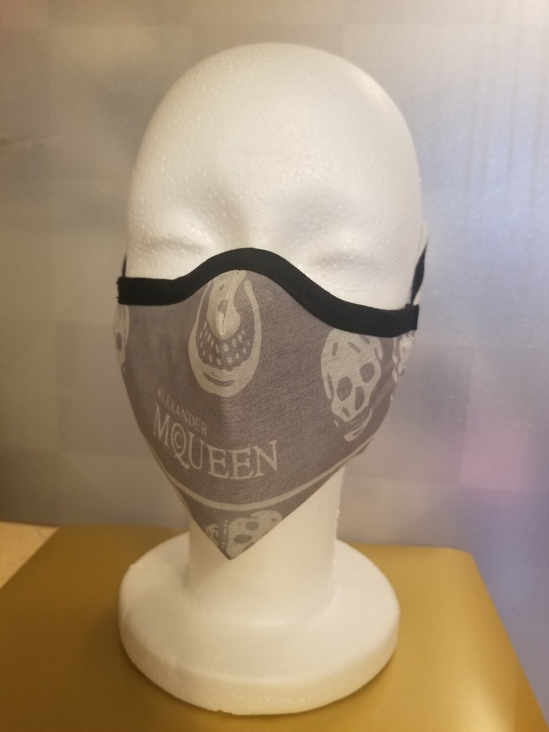 Alexander McQueen Gray/White Skulls with Logo Mask