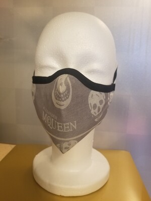 Alexander McQueen Gray/White Skulls with Logo Mask