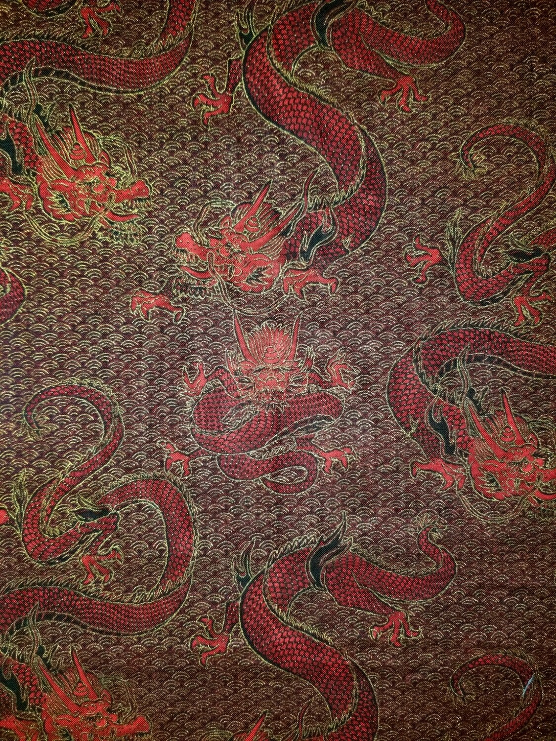 Imperial Dragons Vintage Cotton Mask/ Red,Gold