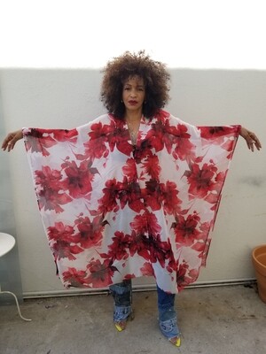 Symmetry &quot;Flower Splash&quot; in Red Caftan