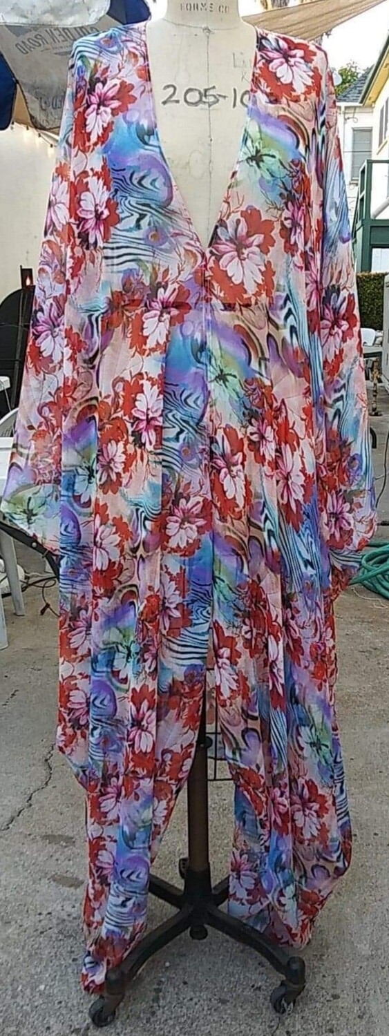 Symmetry &quot;Gerber Daisies Zebra&quot; Caftan