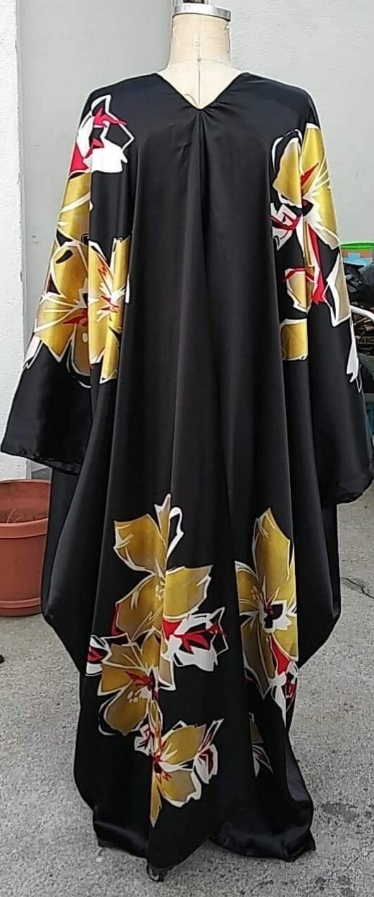 Symmetry Charmuese Gold Flower Print Caftan
