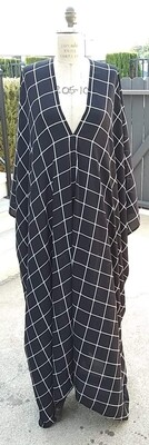 Symmetry Black and White Grid Print Caftan