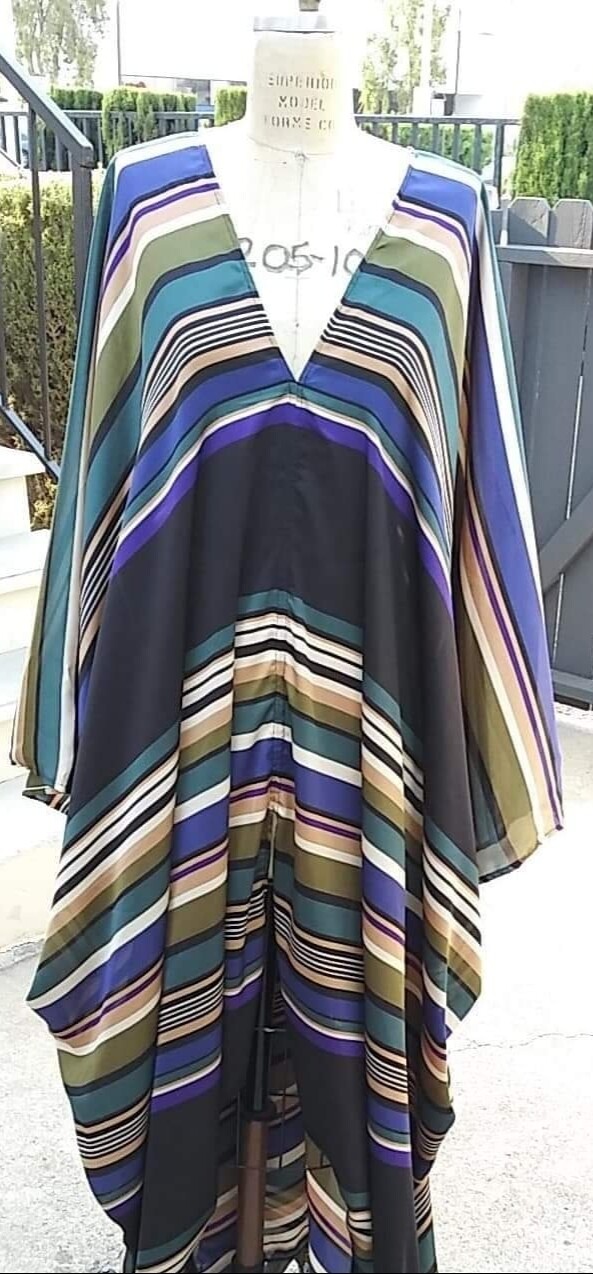 Symmetry Vivid Stripes Charmuese Caftan