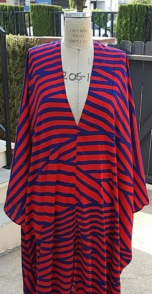 Symmetry Charmuese Stripe Orange/Blue Caftan