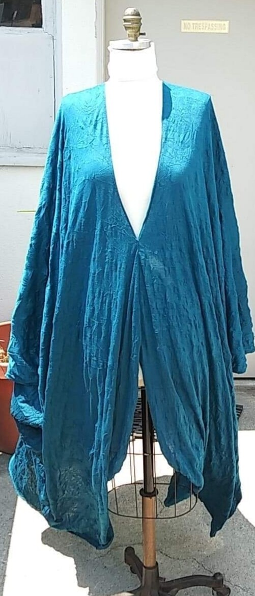 Teal Sateen Crinkle Jersey