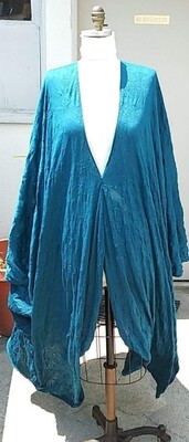 Teal Sateen Crinkle Jersey