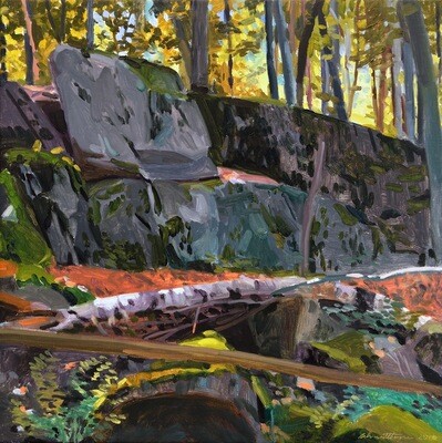 John Schmidtberger Maine Woods, for Neil oil on canvas 16"x16"