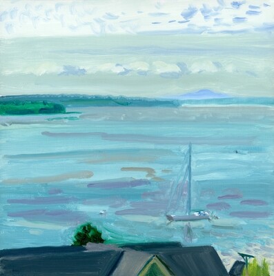 Penobscot Bay from the Roof Deck   oil on linen panel 10"x10"