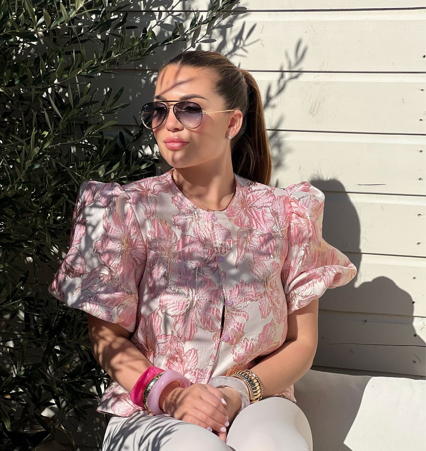 Blouse Poffet schoulder pink