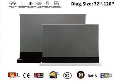 Vividstorm S Pro 100" Electric Tab-Tensioned Floor Screen (Black)