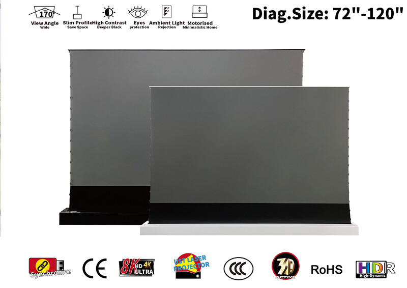 Vividstorm S Pro 72" Electric Tab-Tensioned Floor Screen