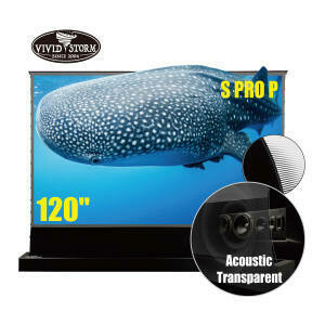 Vividstorm S Pro 120" P Electric Tab-Tensioned Floor Screen - Acoustically Transparent