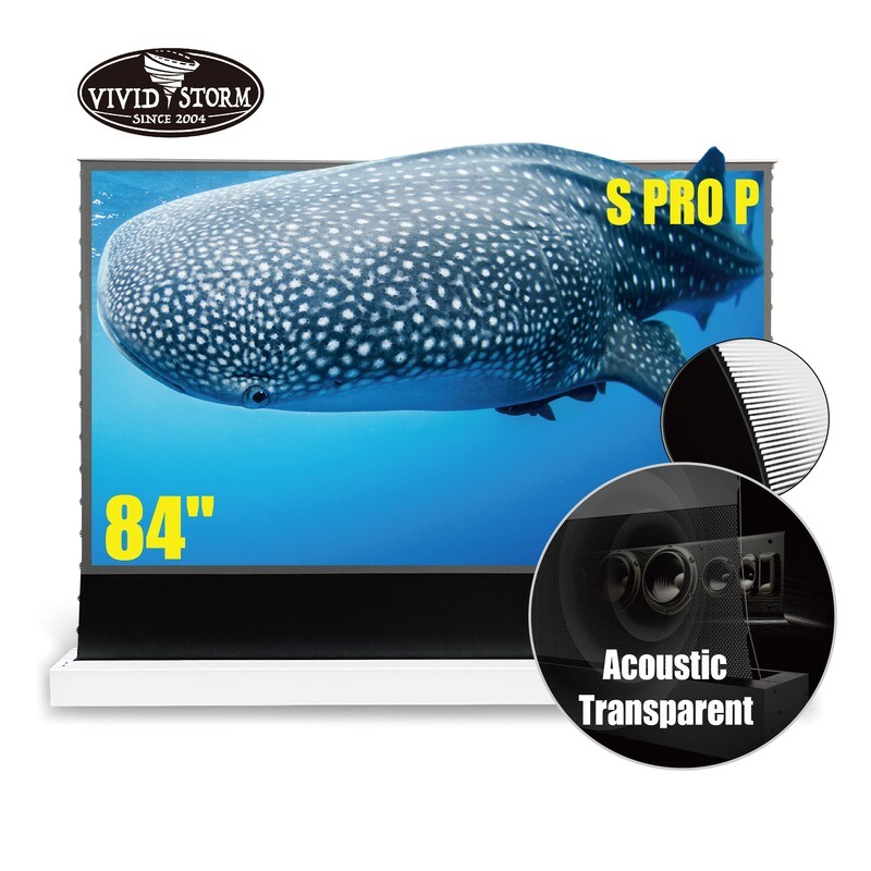 Vividstorm S Pro P 84 inch Electric Tensioned Acoustically Transparent Screen (Black)