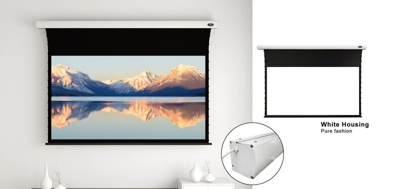 Vividstorm 110" Slimline Drop Down Tension Screen - White Cinema