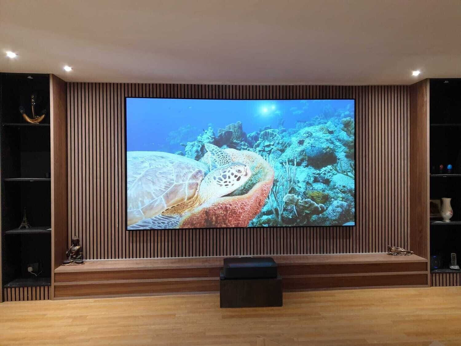 Formovie Theater 4k Triple laser UST Projector + XY Screens ALR 92" PET Crystal Fixed Frame Screen