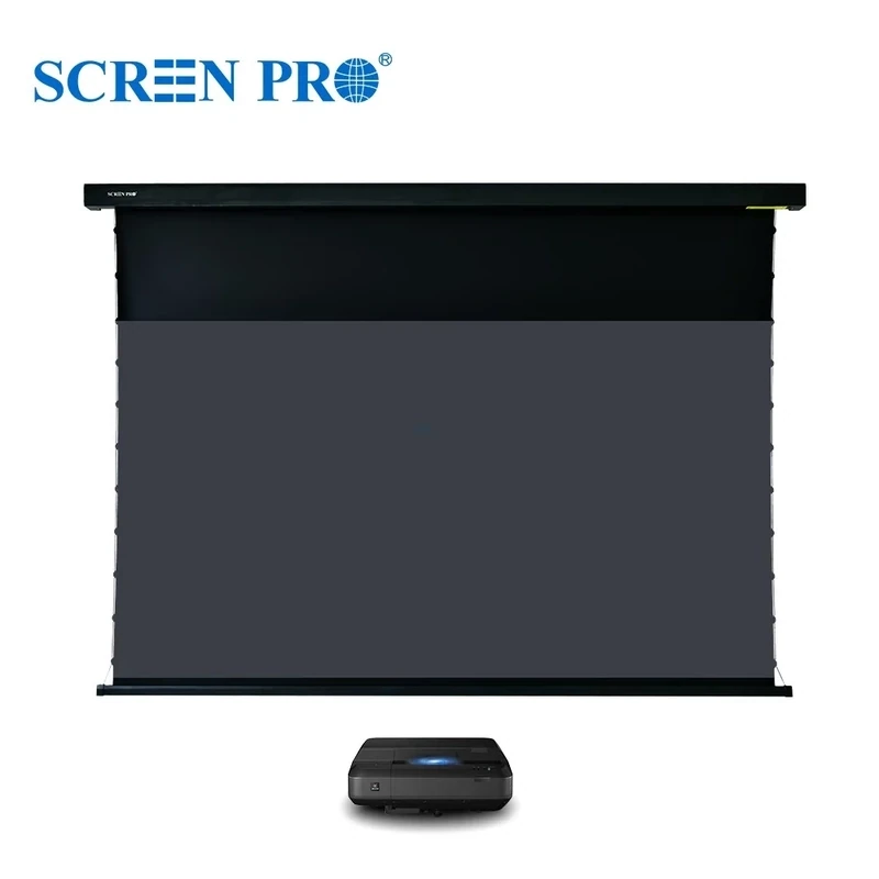 Screen Pro 100" Electric Slimline​ Tab-Tensioned Drop Down Screen