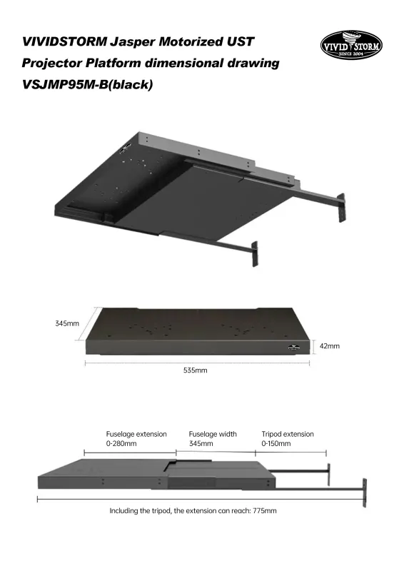 Vividstorm Jasper Motorised UST Projector Platform VSJMP95M (black)