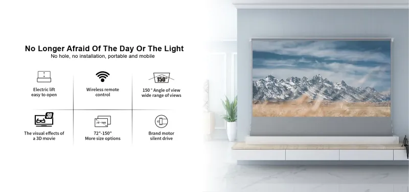 Vividstorm S 3D ALR Electric Tension Floor Screen Obsidian 120" (white)