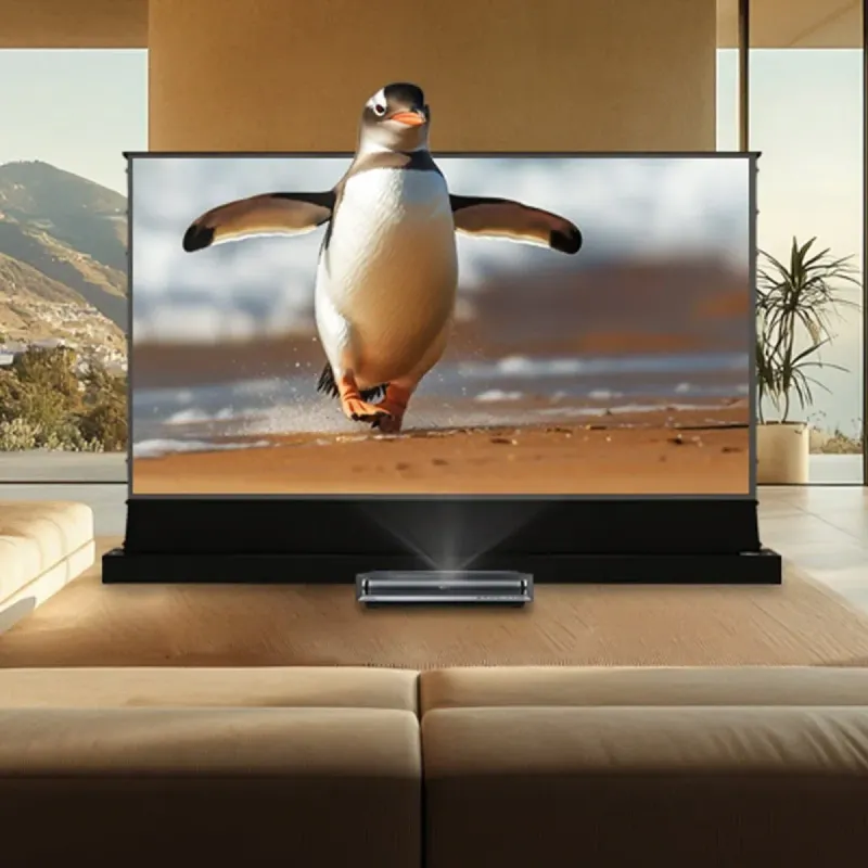 BUNDLE HISENSE LASER CINEMA PX3 PRO TriChroma Laser Cinema Projector & VIVIDSTORM S PRO Electric Tension Floor Screen