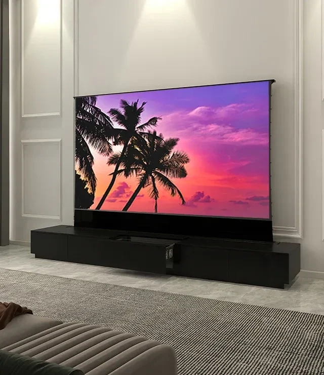 Screen + Motorised Laser TV Cabinet Monte Carlo + Formovie Theater Premium UST Projector Screen + Motorised Laser TV Cabinet Monte Carlo + Formovie Theater Premium UST Projector