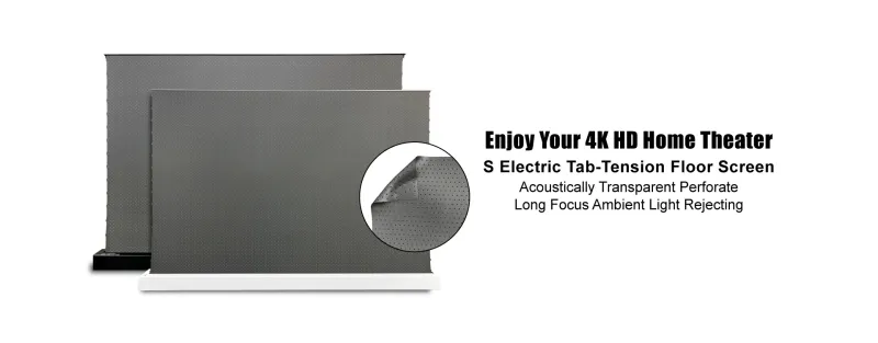 Vividstorm S ALR P Electric Tension Floor Screen Obsidian 92" - Acoustic Transparent (White)